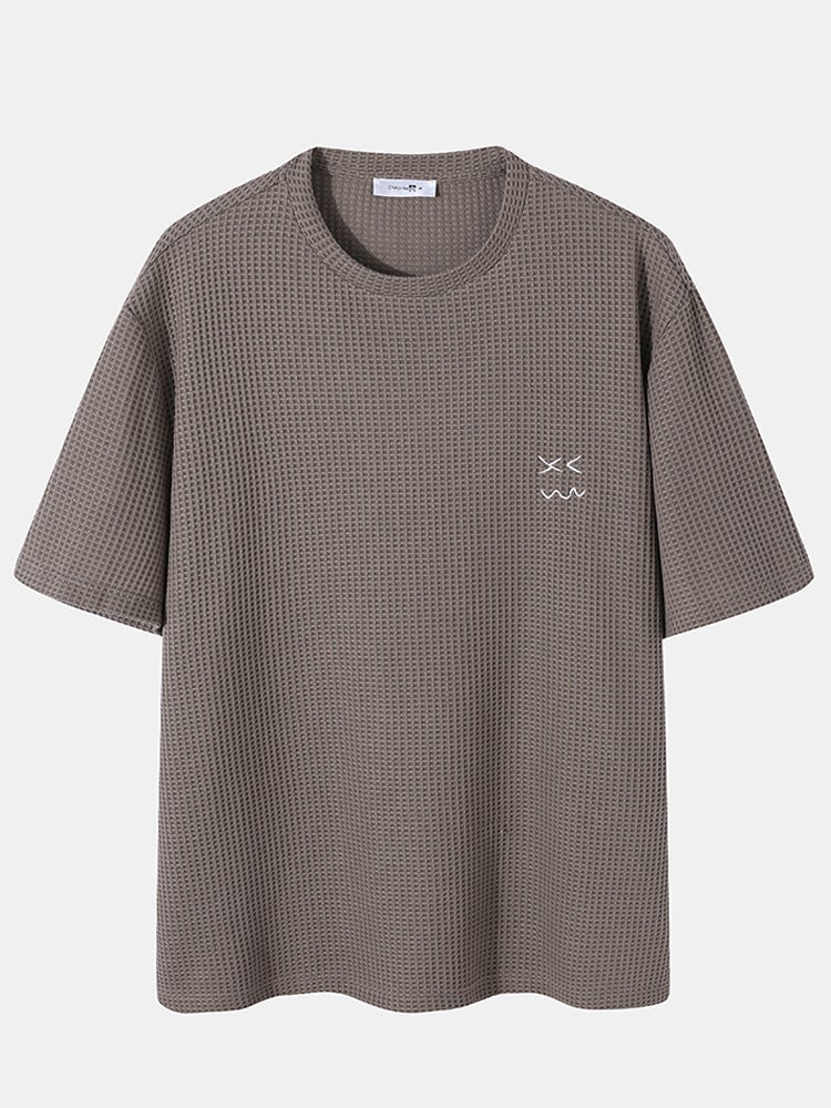 Plus Size Mens Casual Pattern Embroidery Short Sleeve Knitted T-Shirt SKUH91725