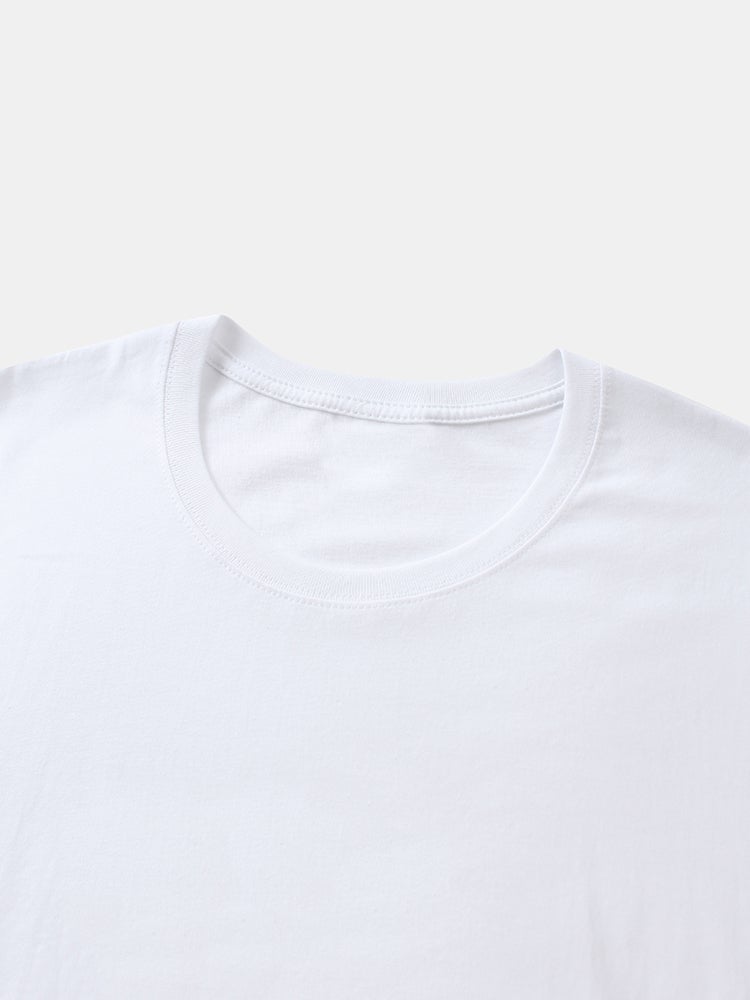 Mens 100% Cotton Solid Color Panda Print Thin Casual T-Shirt