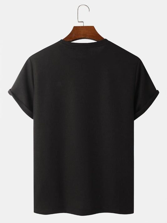 Mens Letter Pattern Knitted Patchwork Crew Neck Short Sleeve T-Shirt SKUH83541