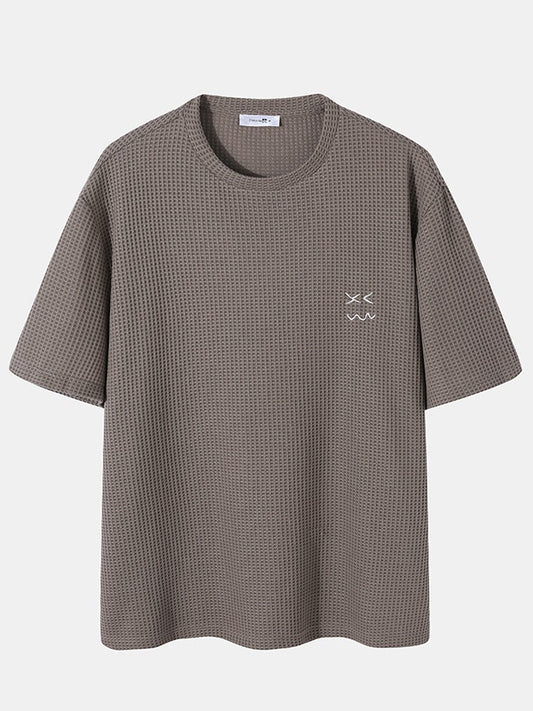 Plus Size Mens Casual Pattern Embroidery Short Sleeve Knitted T-Shirt SKUH91725