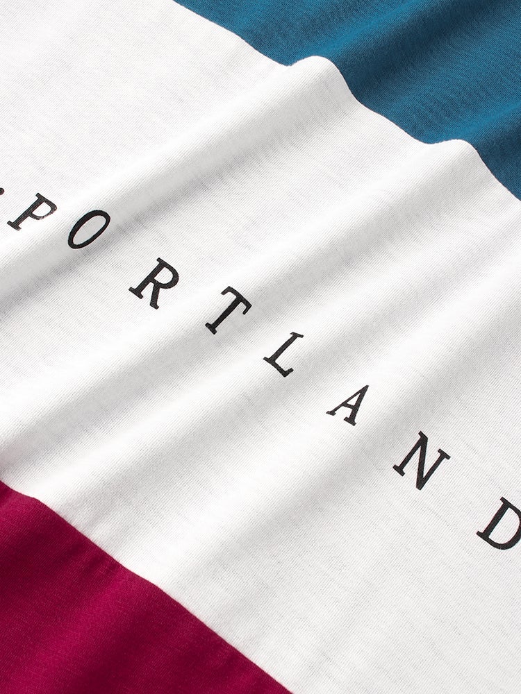 Mens Solid Color Patchwork Letter Print Crew Neck Short Sleeve Preppy T-Shirt SKUG91290